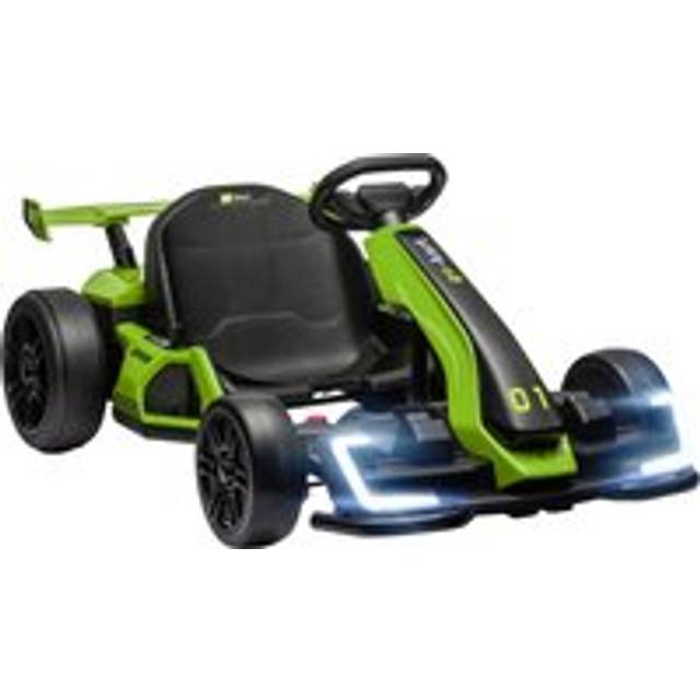 Homcom 24v Electric Go Kart For Kids With Adjustable Seat For 6-12 Years Old, Green