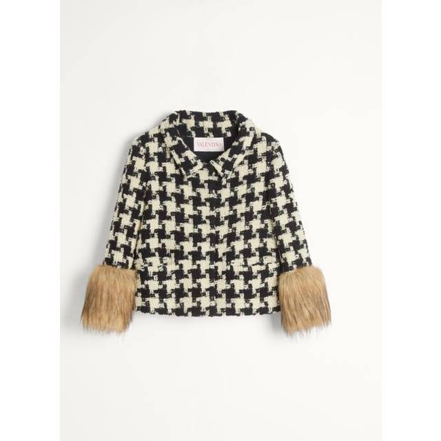 Valentino Macro Pied De Poule Tweed Jacket Woman IVORY/BLACK 40