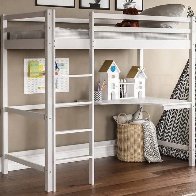 Vida Designs Sydney White High Sleeper with Desk - Single