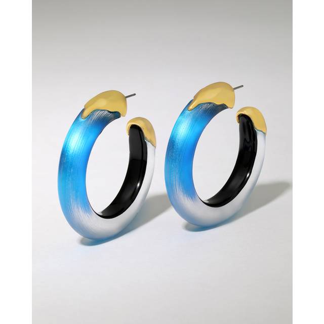 Alexis Bittar Luminous Lucite Gold Dipped Hoop Earring- in Cerulean | Statement Jewelry from Alexis Bittar (One Size)