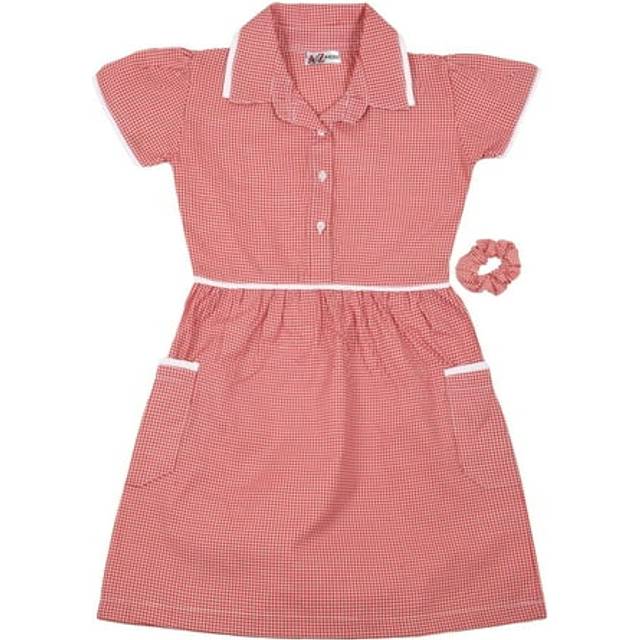 (5-6 Years, Red) Kids Girls Gingham Uniform School Check Dress