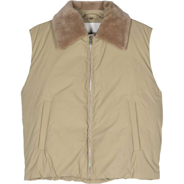 Nanushka - fleece-collar padded gilet - unisex - Recycled Nylon/Polyester/Polyurethane/Polyester - L - Neutrals