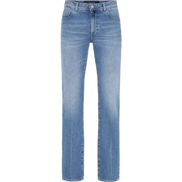 Billionaire - logo-patch washed straight-leg jeans - men - Cotton - 30 - Blue