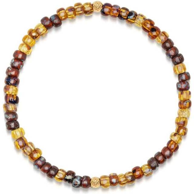 Nialaya Jewelry - Japanese Miyuki beaded bracelet - men - Gold Plated Steel/Amber - M
