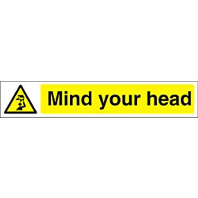 Seco Mind Your Head Sign, 300mm x 50mm - 1mm Semi Rigid Plastic