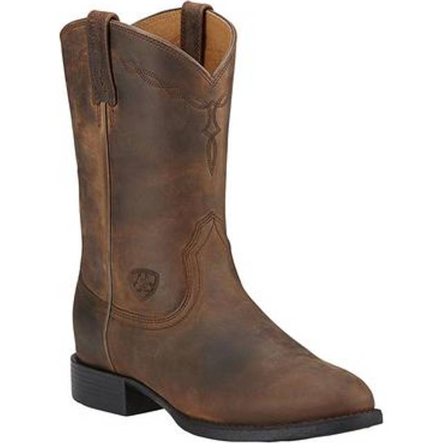 Women's Heritage Roper Western Boots in Distressed Brown Leather, B Medium Width, Size 6, by Ariat