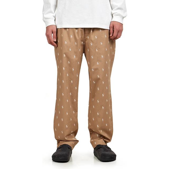 Pony Player Pyjama Bottoms in Cotton - Brown Print - XL