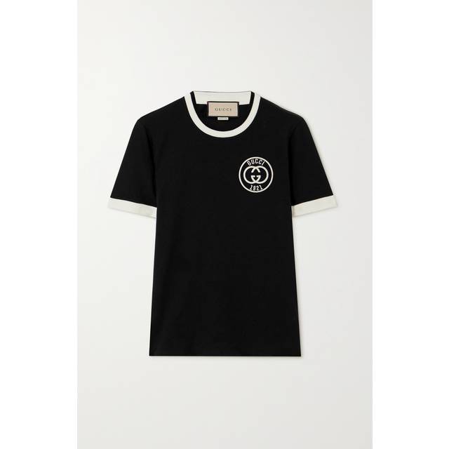 Gucci Womens Black Mix Brand-embroidered Short-sleeved Cotton-jersey T-shirt S - BLACK MIX