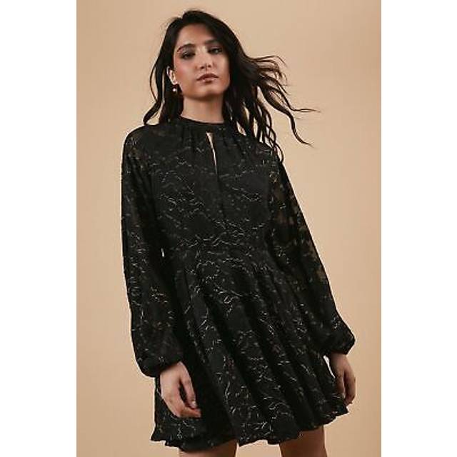 Oasis womens mini dress black chiffon short spring summer regular fit