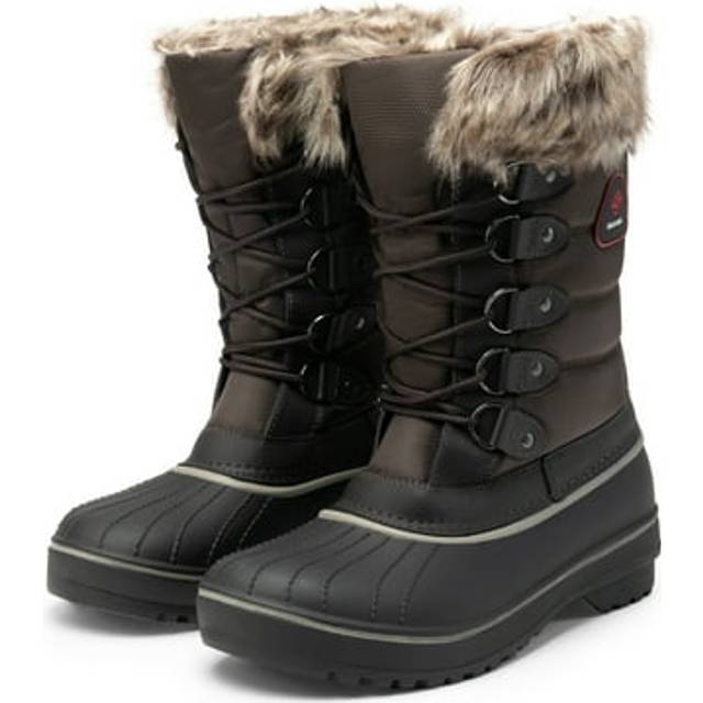 DREAM PAIRS Women's DP-Canada Brown Faux Fur Lined Mid Calf Winter Sno