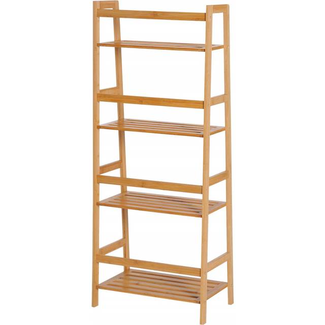 Bamboo Ladder Shelf, 4-Tier Bookshelf, Freestanding Bookcase For Living Room, Study, Bedroom, Home Office, 48 X 31.5 X 120Cm, Natural Wood Effect - Brown (120cm H X 48cm W X 31.5cm D)