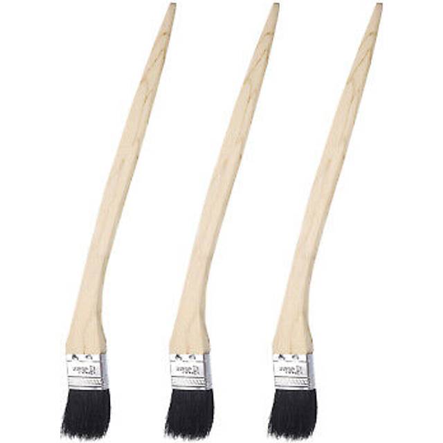 3pcs Bent Radiator Paint Brush 1.5 Width Long Wood Handle Paint Bristle Brushes