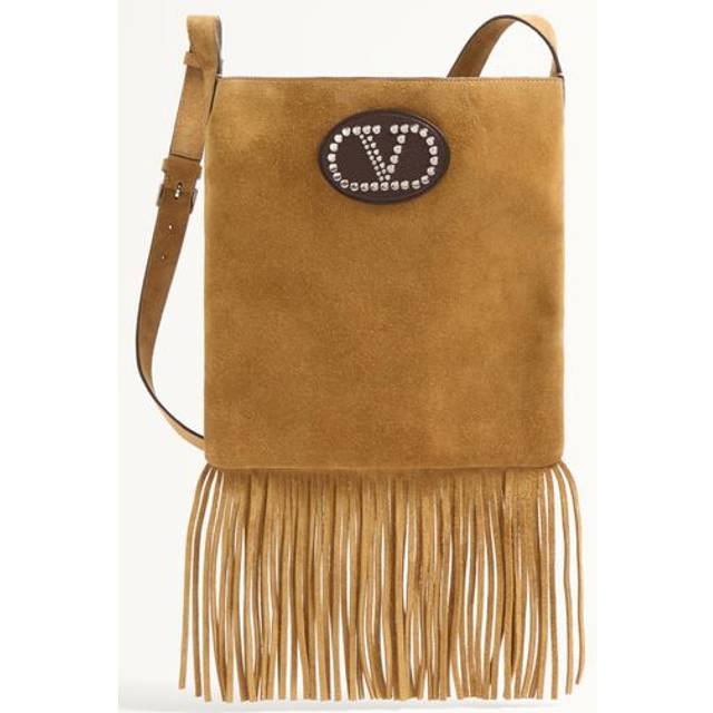 VALENTINO GARAVANI | Nellcôte suede shoulder bag with fringes | Man | PZ - beige (PZ)