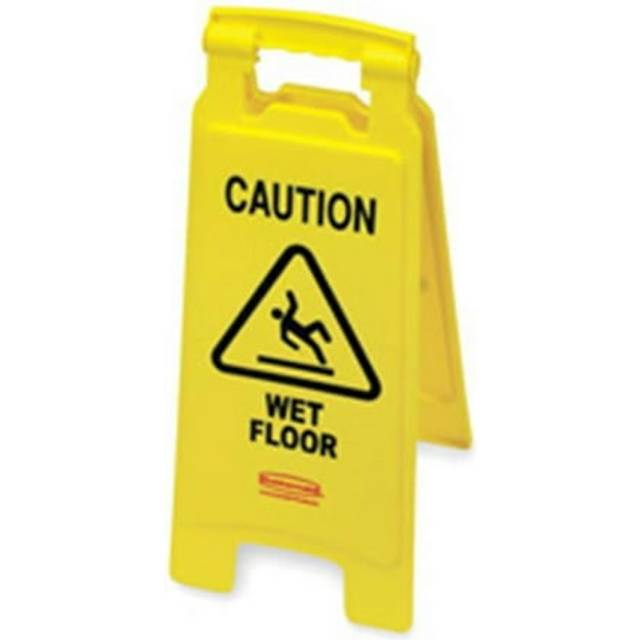 Rubbermaid Commercial Products  Wet Floor Sign- in.Cautionin.- 11in.x25in.- Open- Yellow
