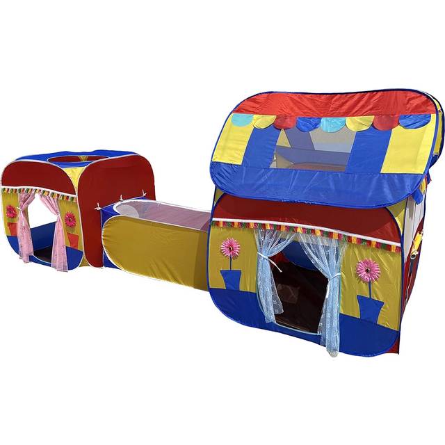 Pop Up House Tent Toddler Polyester 3 in 1 Play Tunnel Multi-Colour