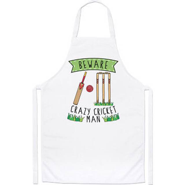 Beware crazy cricket man chefs apron - funny sport cooking baking