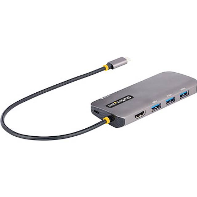 StarTech.com USB C multiportadapter, USB C till HDMI-adapter 4K 60 Hz, 5 Gbit/s USB-A 3.0-hub, 100 W strömleverans pass, GbE, 30 cm kabel, dockningsstation för bärbar dator (127B USBC-MULTIPORT)
