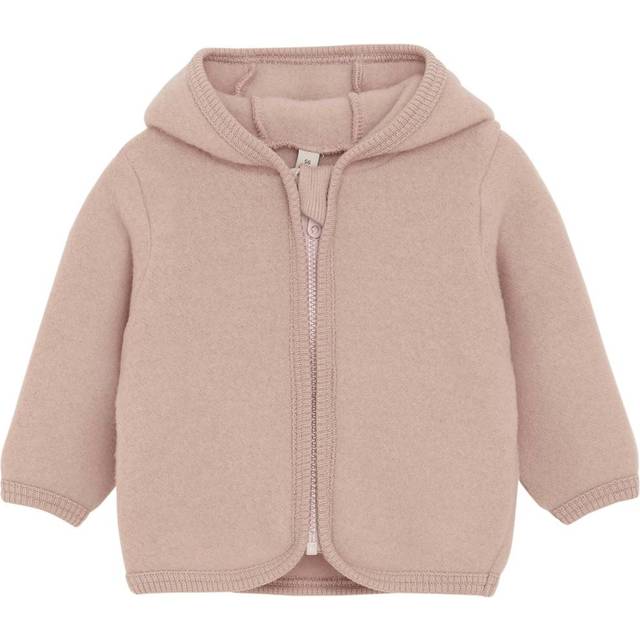 Huttelihut Kid's Jacket Bear Ears Wool Fleece Merinojacka Barn Storlek 86 Färg brun/rosa