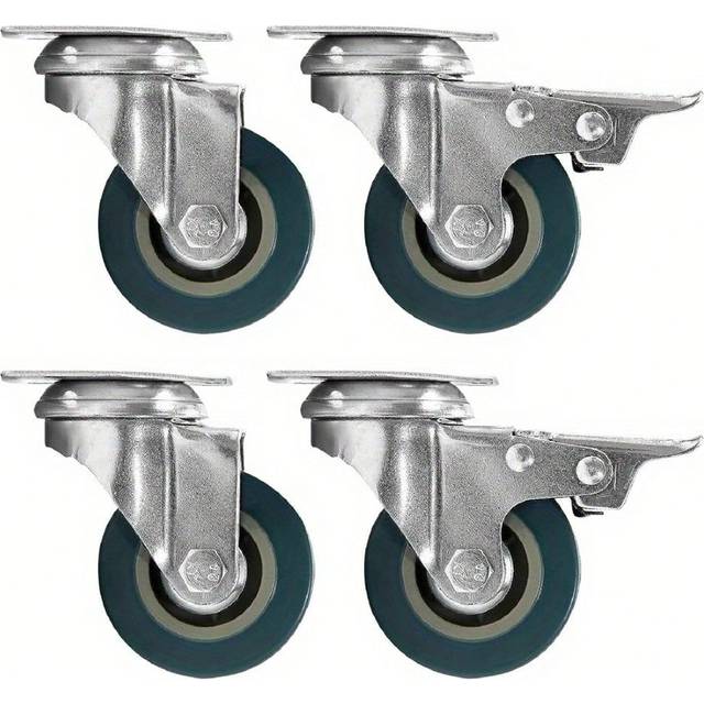SHEIN 4PCS 50MM Universal Castor Wheels Furniture Rotating Wheel Heavy Rubber Casters Trolley Furniture Caster Brake Industrial Casters