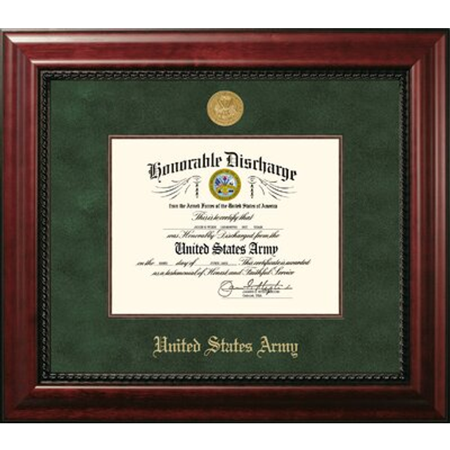 Campus Images ARDEX001 8.5 x 11 in. Patriot Frames Army Discharge Executive Mahogany Frame with Gold Medallion