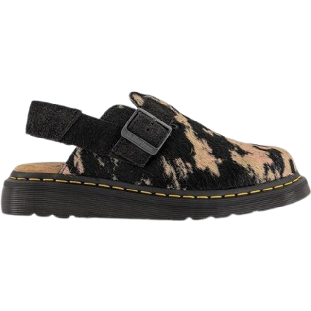 Dr. Martens Leather Jorge II Contrast Hair-On Mules in Black, Size: 10