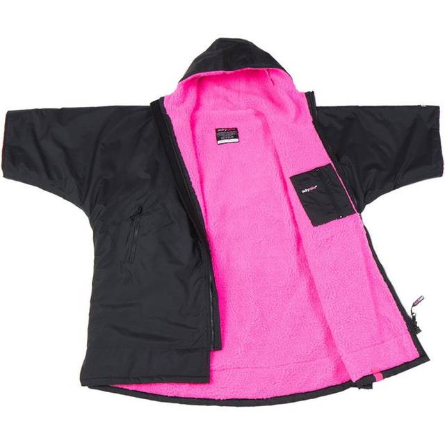 Dryrobe Advance Childrens Short Sleeve Dryrobe - Black/Pink