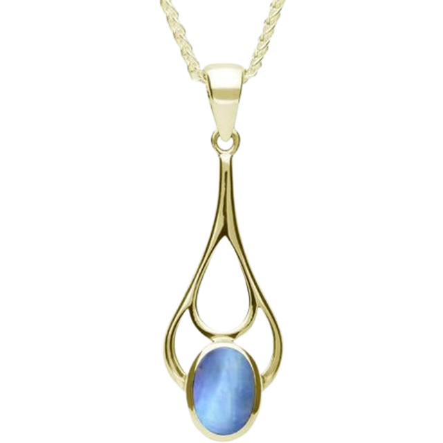 9ct Yellow Gold Moonstone Oval Spoon Necklace - Yellow Gold
