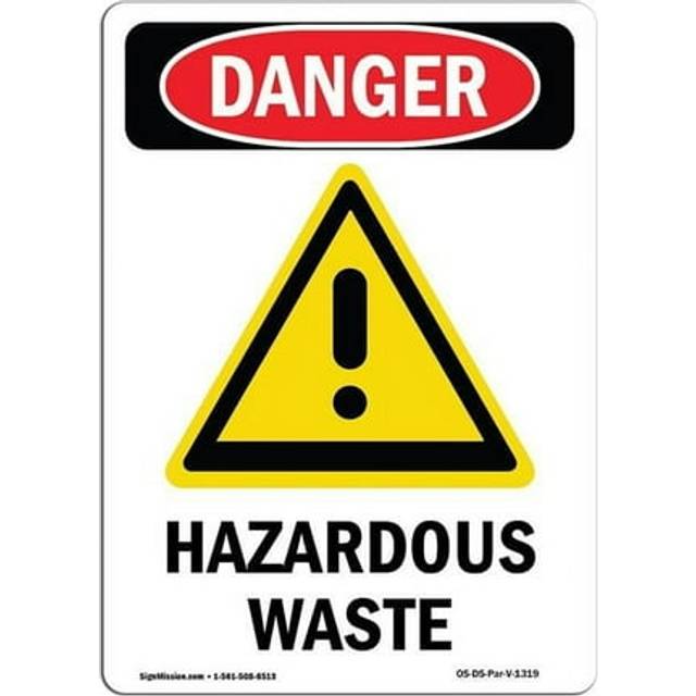 SignMission OS-DS-A-1014-V-1319 10 x 14 in. OSHA Danger Sign - Hazardous Waste