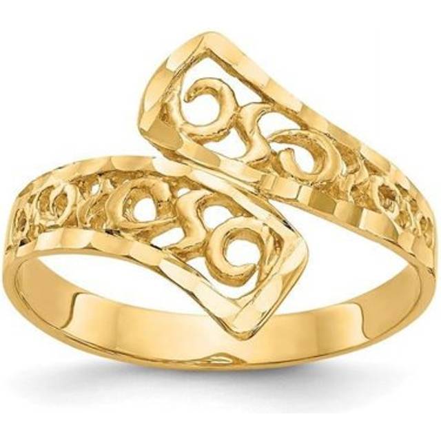 14K Yellow Gold By-Pass Lace Diamond-Cut Ring - Size 7
