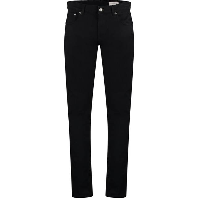 Alexander McQueen - dark-wash slim-fit jeans - men - Calf Leather/Cotton/Cotton/Polyester/Spandex/Elastane - 44 - Black