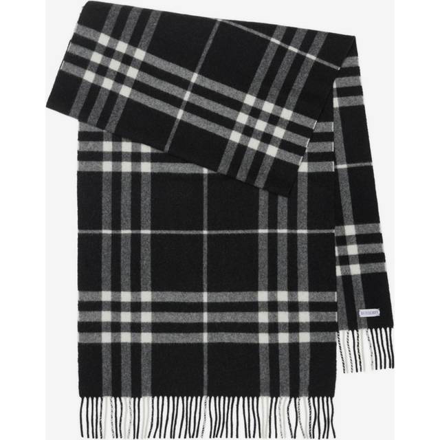 Burberry Wide Check Cashmere Scarf - Black/Calico - One Size