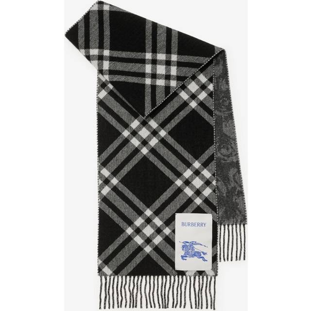 Burberry Reversible Check Rose Cashmere Scarf - Black - One Size