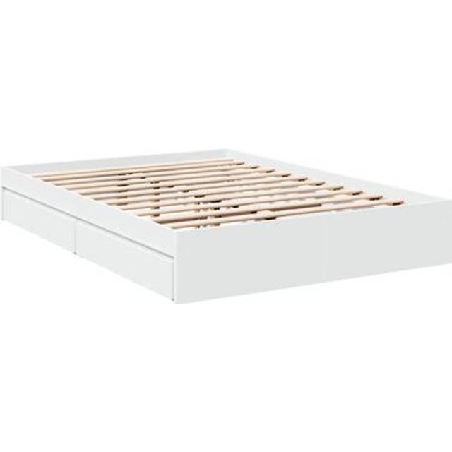 Sängram med lådor vit 120x200 cm konstruerat trä