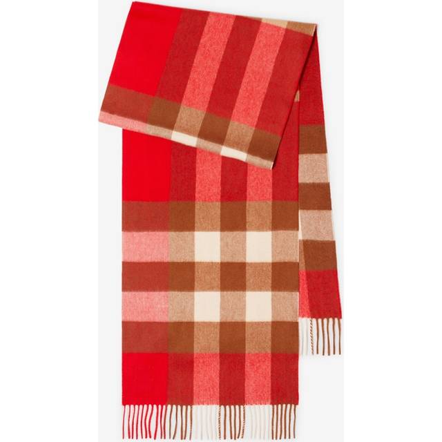 Burberry Check Cashmere Scarf, Red - Bright Red - One Size