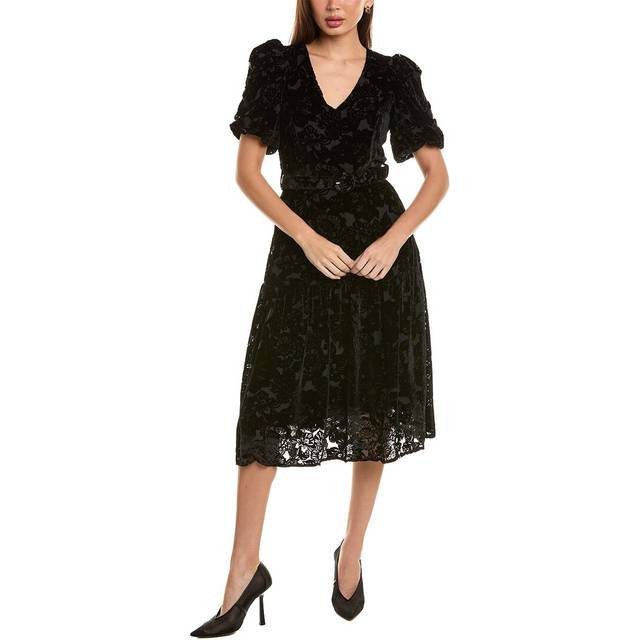 Hale Bob Velvet Burnout Silk-Blend Dress