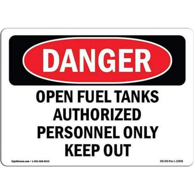 SignMission OS-DS-A-1218-L-1908 12 x 18 in. OSHA Danger Sign - Open Fuel Tanks Authorized Personnel