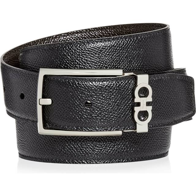 Ferragamo Men Reversible and adjustable Gancini belt Black