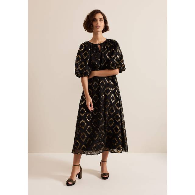 Phase Eight Bella Metallic Dress, Black