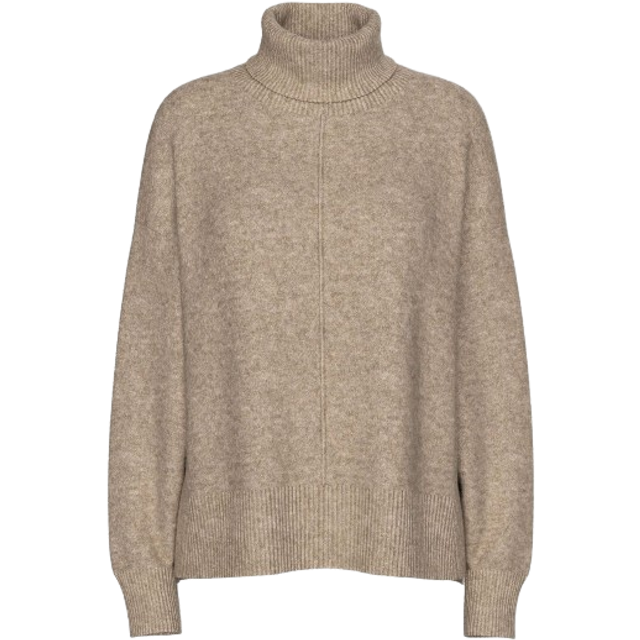 PIECES Dam Pcmalou Ls Rollneck stickade Noos Bc jumper, Taupe grå, S