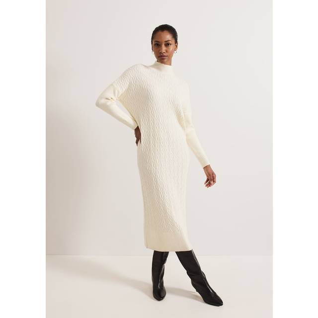 Phase Eight Women's Cadie Cable Knit Dress - Winter White - 16