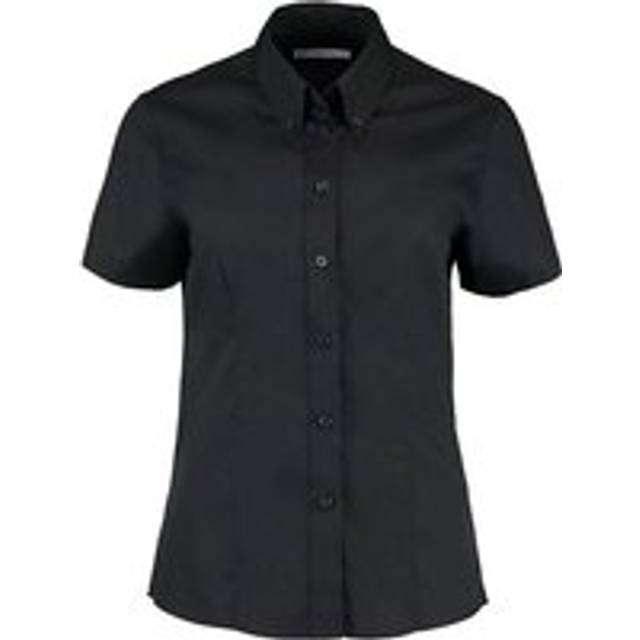 (12, Black) Kustom Kit Ladies Corporate Oxford Short Sleeve Shirt