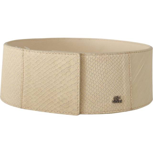 GF Ferre White Waxed Cotton Wide Fashion Belt - 70 cm / 28 Inches