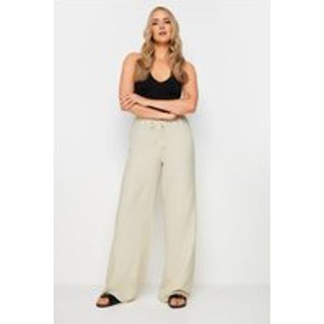 Lts Tall Cream Textured Wide Leg Trousers Ex Long > 10 Lts | Tall Women's Wide Leg Trousers - Ex Long 10