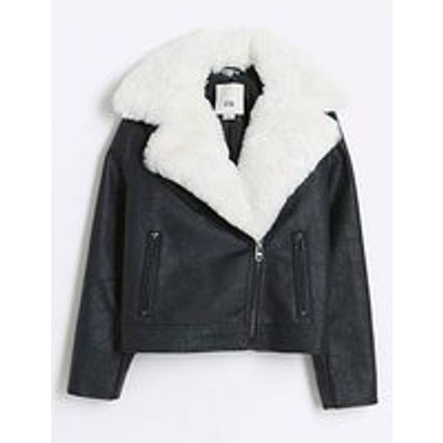 River Island Girls Black Faux Leather Biker Jacket - 9-10 Yrs