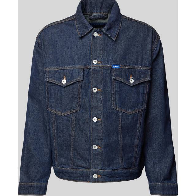 HUGO Dex Regular Fit Rinse Wash Denim Jacket - Navy, Dark Blue, Size M, Men