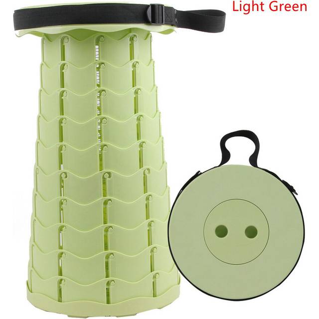 (Light Green) Retractable Portable Folding Stool Chair Outdoor Camping Fishing Plastic