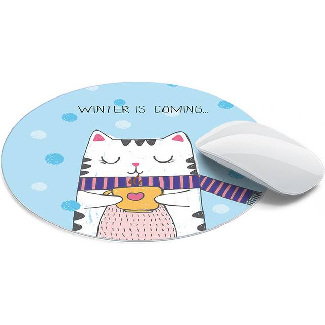 (F) 1pcs Cute mouse pad small round large cushion portable office home natural
