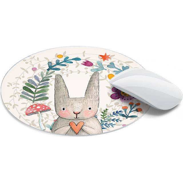 (E) 1pcs Cute mouse pad small round large cushion portable office home natural