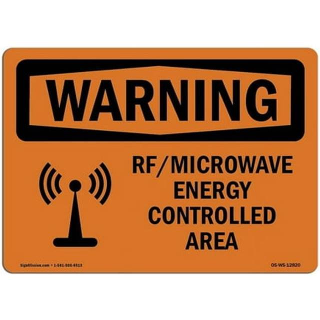 SignMission OS-WS-D-35-L-12820 OSHA Warning Sign - RF Microwave Energy Controlled Area