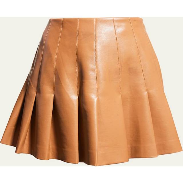 Carter Vegan Leather Pleated Mini Skirt - CAMEL - 10